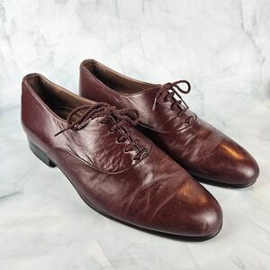 Nordstrom vintage made in italy‎ leather oxford loafers red burgundy women's 7m